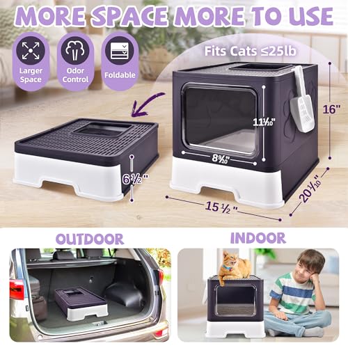 Covered Cat Litter Box (Purple)