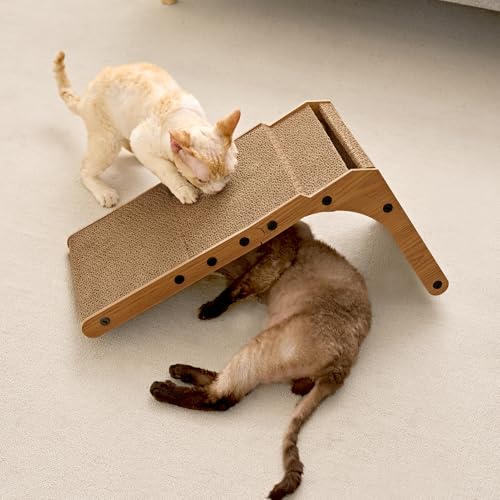 Cardboard Cat Scratcher for Indoor Cats (Brown / 16.6x11.2x26.8)