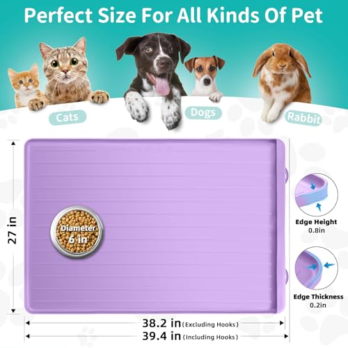 Cat Mat for Food and Water (Purple / 39.4"L x 27"W)