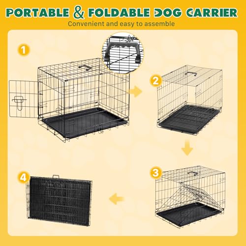 Small Dog Crate 30 Inch Foldable Single Door Dog Cage Pet Kennel (30.3"L x 18.1"W x 19.5"H)