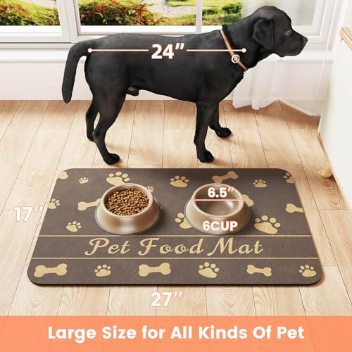 Pet Feeding Mat (Brown / 27"L x 17"W)