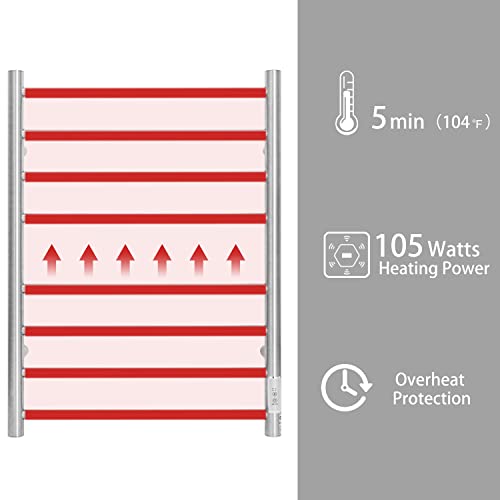 Towel Warmer Wall Mounted with Built (8 Bars / Brushed Nickel)