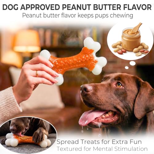 Indestructible Dog Toys for Aggressive Chewers (1PC-Peanut Butter-Orange)