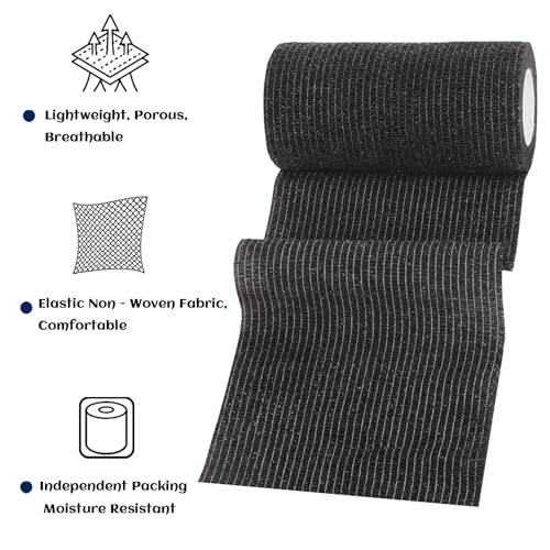 Elastic Self Adhesive Bandage Wrap 4 Inch (4 Inch-24 Count Black)