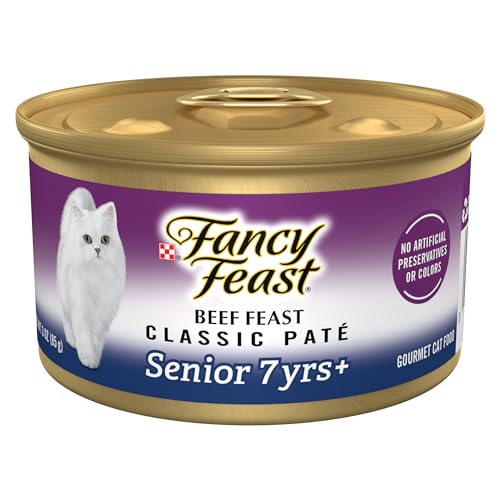 Purina Fancy Feast Senior 7 Year + Beef Feast Wet Cat Food (3 Ounce (Pack of 24))
