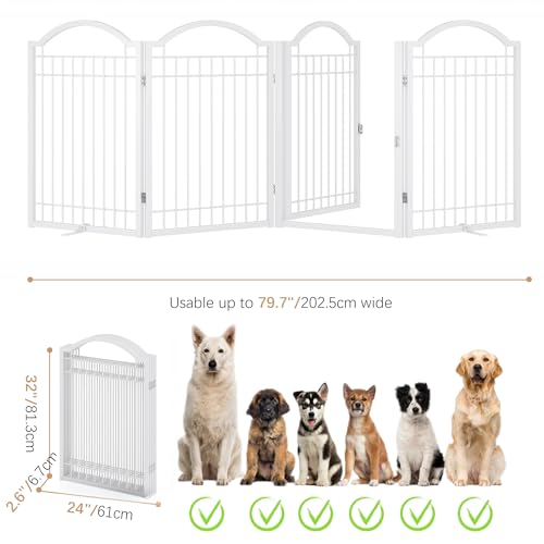 Metal No Assembly Freestanding Dog Gate with Door Walk Through (White / 4 panels)