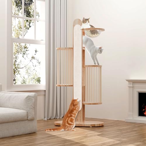 Modern Cat Tree Tower for Indoor Cats (White)