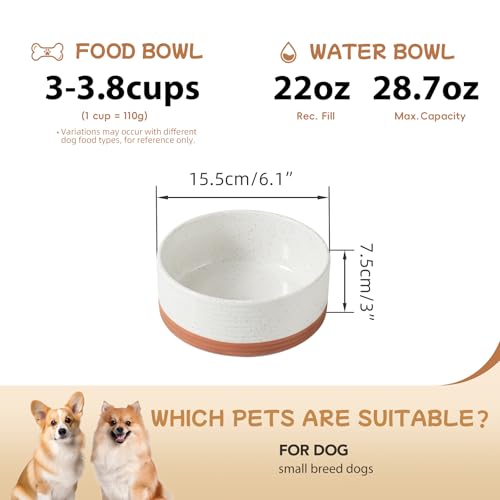 Dog Bowls Ceramic (1 Bowl-Vanilla White / 3.4CUPS)