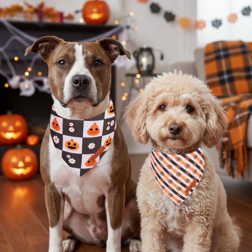 Halloween Dog Bandanas (Large / Halloween Checker)