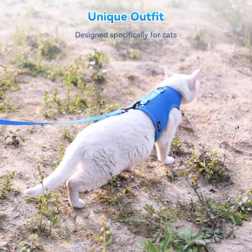 Cat Harness and Leash Set for Walking Escape Proof (Blue / Xxl 19-26 lbs)