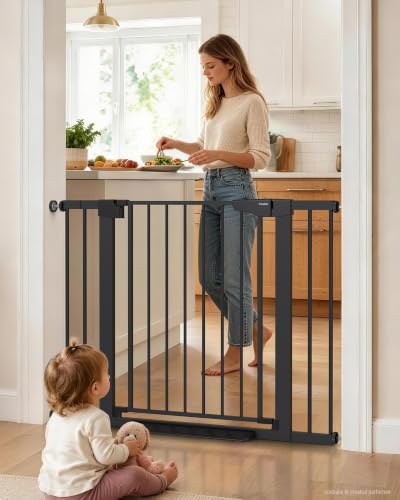 30 43" Baby Gate for Doorways (Black / 30"-43" W x 30.5" H)