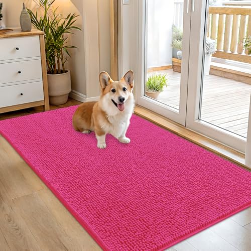 Dog Door Mat for Muddy Paws 54x32 (Hot Pink / 54" X 32")