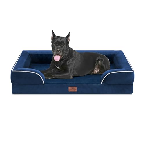 Waterproof Orthopedic Dog Beds for Extra Large Dog (53.0"L x 42.0"W x 8.5"Th / Navy Blue)