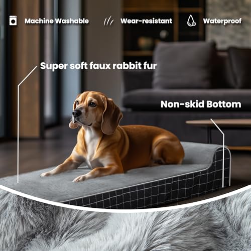 Orthopedic Dog Bed (40.0"L x 25.0"W x 5.5"Th / Black Grid Grey)
