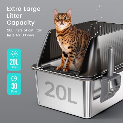 15” Stainless Steel Cat Litter Box Enclosure (Translucent black / XX-Large)