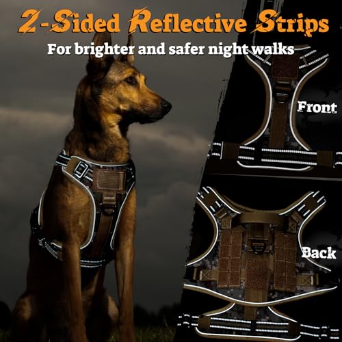 Tactical Dog Harness for Large Dogs (Xl(chest:23.6"-41.8",neck:21.7"-32.3",back:9.1") / Desert Camo)