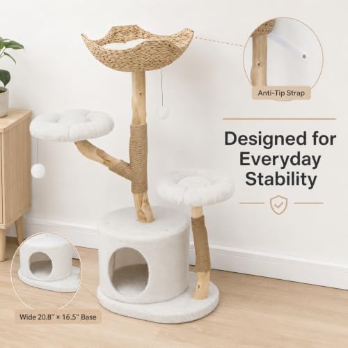 Solid Wood Cat Tree Tower (Three layer)