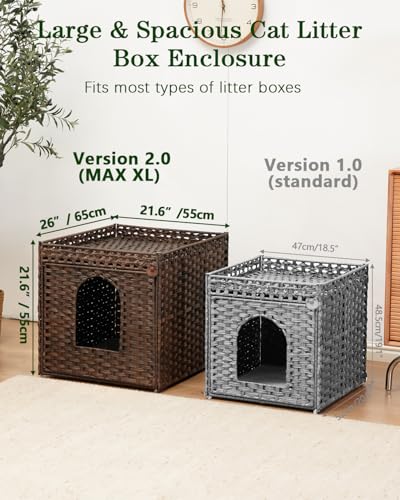 Cat Litter Box Enclosure (Brown / XL)