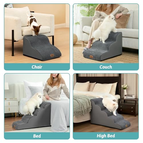 Dog Stair for Small Dog 15.7" H (Charcoal Grey / Standard:15.7"x22.4"x15.7")