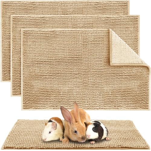 4 Pcs Guinea Pig Cage Liner (Beige / 16 x 24 Inch / Low Pile Chenille)