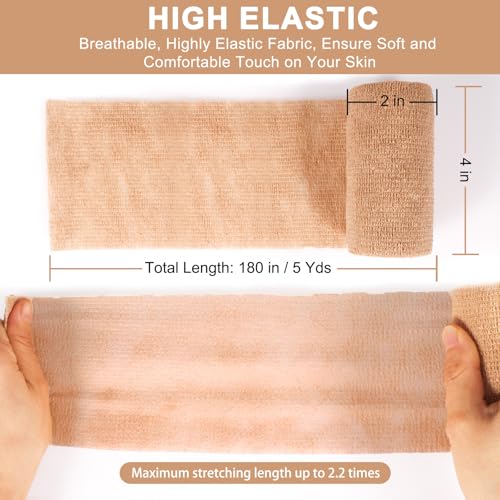24 Pack Self Adhesive Bandage Wrap (Brown / 4 Inch)