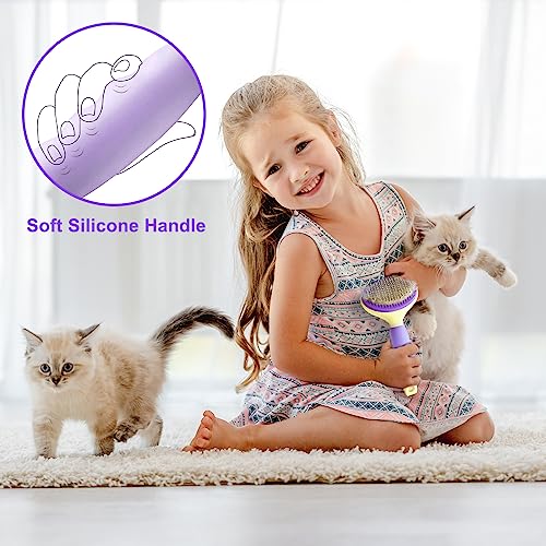 Cat Brush for Grooming and Shedding (Purple)