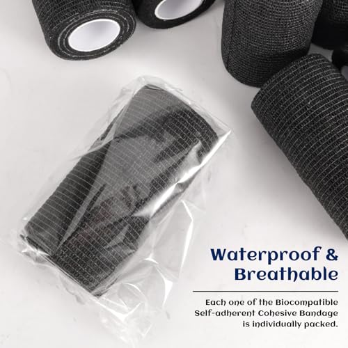 Elastic Self Adhesive Bandage Wrap 4 Inch (4 Inch-24 Count Black)