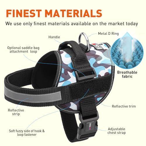 Dog Harness Reflective No (Blue Camo / Girth 33" to 46")