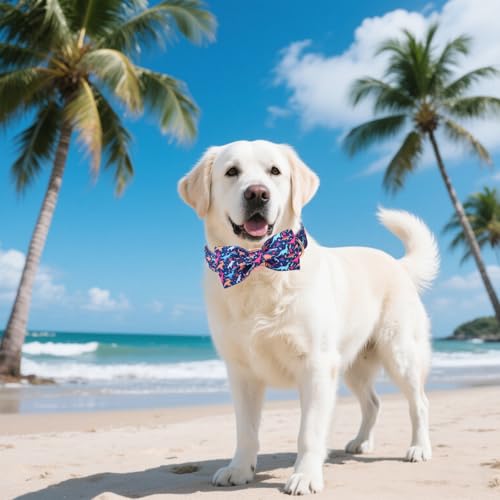 Cartoon Dog Collar with Bow Spring Summer Collar with Flower Dinosaur Park for Small Medium Large Boys Girls Dogs (S / Dinosaur Park bow)