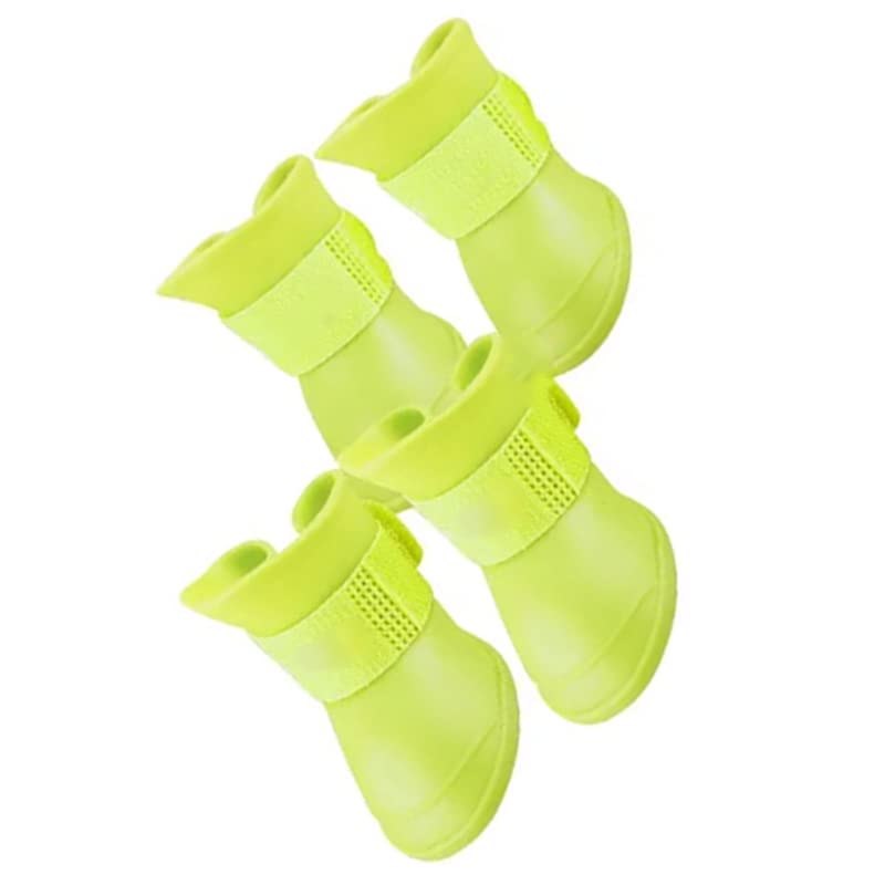 4Pcs Silicone Dog Boots (M / Yellow)