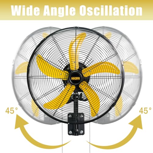5100 CFM 20" Oscillating Wall Mount Fan (No Remote)