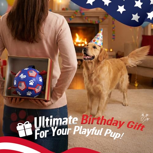 Dog Toys Dog Soccer Ball with Straps (Flag / 6 Inch)