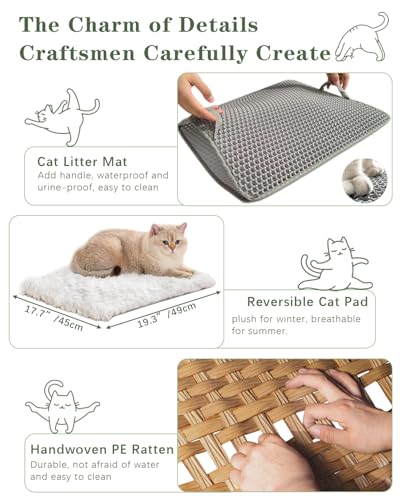 Cat Litter Box Enclosure Furniture (Natural / Standard With 1 Cat Bed)