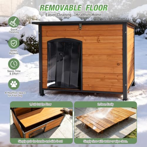 Heated Dog House Outdoor Insulated Dog Kennel for Small Medium Large Dogs