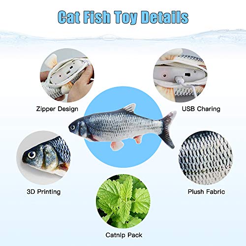2 Pack 9" Floppy Fish Cat Toys with SilverVine and Catnip for Indoor Cats for Small Dogs Interactive Automatic Flopping Kicker Toys for Cats Puppy (Red Carp + Carp)