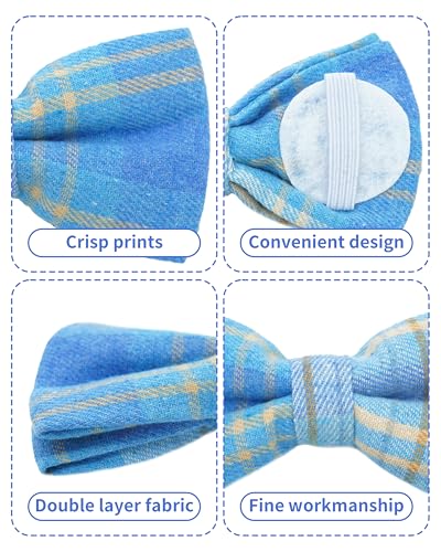 8 Pack Dog Bowties Plaid for Large Dogs Slide on Collar (M/L)