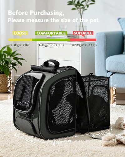 Cat Backpack Carrier (Gray(Expandable) / 12.6"L x 10.2"W x 16.5"H)