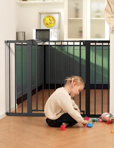 36 in Tall Baby Gate for Stairs No Drilling (Black / 36"Tall 29"-48" Wide)