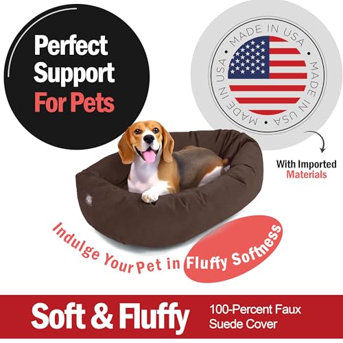 Suede Shredded Memory Foam Mix Calming Dog Bed Washable (Chocolate)