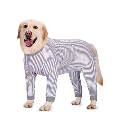 Dog Onesie Surgery Recovery Suit for Large Medium Bodysuit Dogs Pajamas PJS Full Body for Shedding (3XL / Grey)