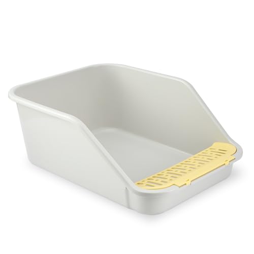 Large Cat Litter Box with High Sides (Grey-yellow)