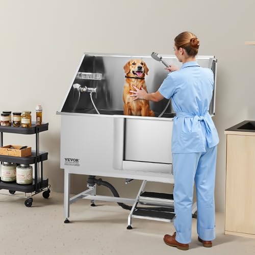 Stainless Steel Dog Washing Station (Right STAIRS / 50 inch)