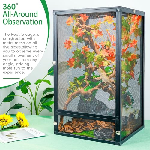 33 Gal Foldable Reptile Terrarium for Gecko & Dragon (26x17x17 Inch / Black)