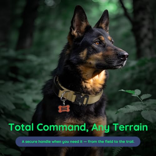 Premium Tactical Dog Collar (Khaki / L: Fits Neck 17.5"-21.5")