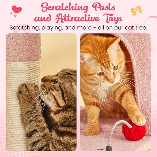 Cute Cat Tree (70.1 in / Pink&Red)