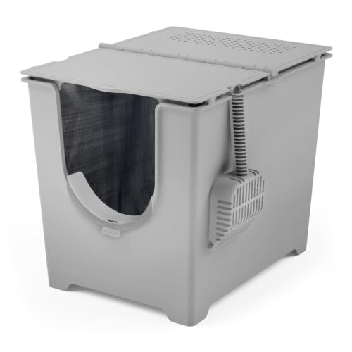 Flip Covered Litter Box (Standard - Gray)