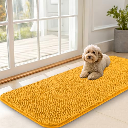 Dog Door Mat for Muddy Paws 47x20 (Golden Yellow / 47" X 20")