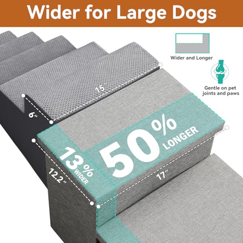 Dog Stairs with Storage (Grey No Condo / 5)