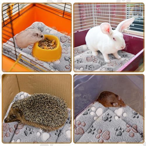 4 Pack Soft Pet Bed Mat Small Dog Crate Fleece (13 x 10 Inches / Light Gray)