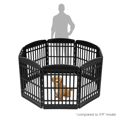 8 Panel Dog Playpen (Black / 8 Panel – 34" H)